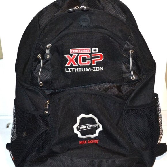Craftsman Backpack Black Multi Pocket XCP Battery Logo Travel School Camping - Picture 1 of 4